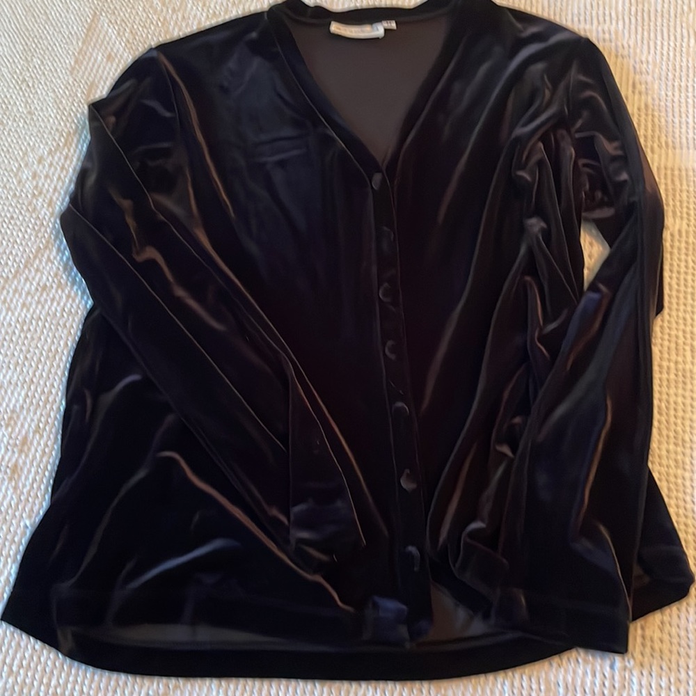 Black velveteen Francine B size medium evening lightweight jacket - Picture 8 of 8